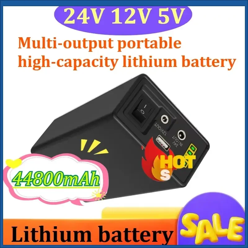 24V Large Capacity Lithium Battery 12V 18650 Small Size 5V Spare Power for LED Strip Monitor