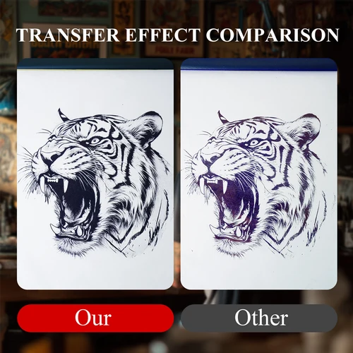 Imagen 2 del producto Papel de transferencia de tatuaje Premium, 20/50/100 Uds., 4 capas, mano libre, papel de plantilla para fotocopiadora térmica para tatuadores, suministros para tatuajes