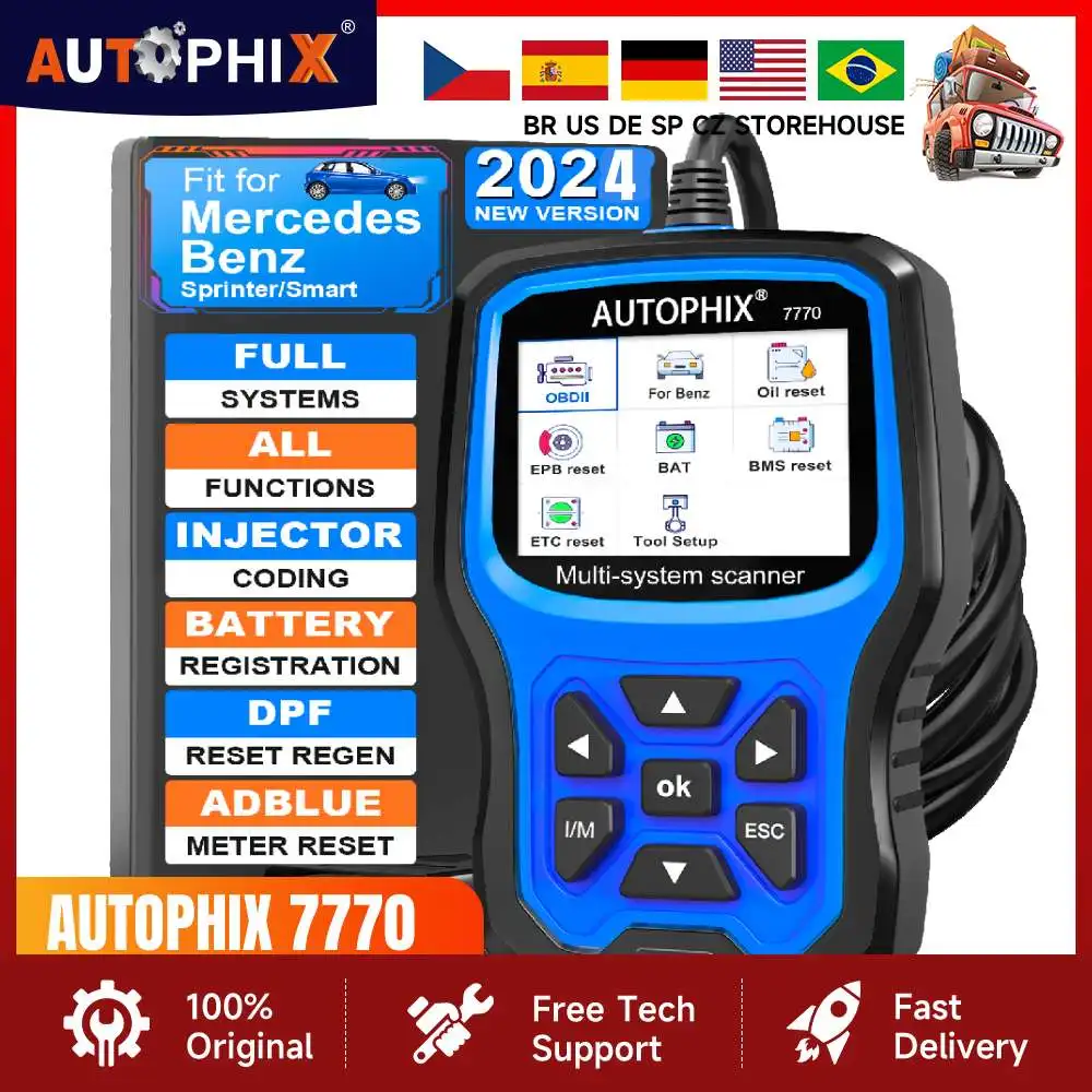 AUTOPHIX 7770 OBD2 Scanner For Mercedes Benz Full System Car Scanner Bleeding ABS D-P-F SAS TPMS Oil Reset Car Diagnostic Tool ﻿