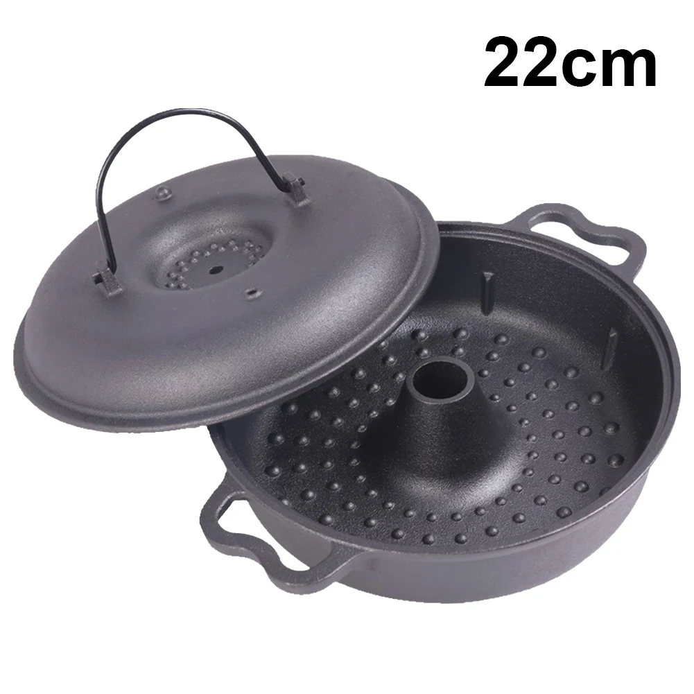 Cast Iron Roasted Sweet Potato Pan W/Lid Garlic Roaster for Picnic Camping Patio Backyard Cooking