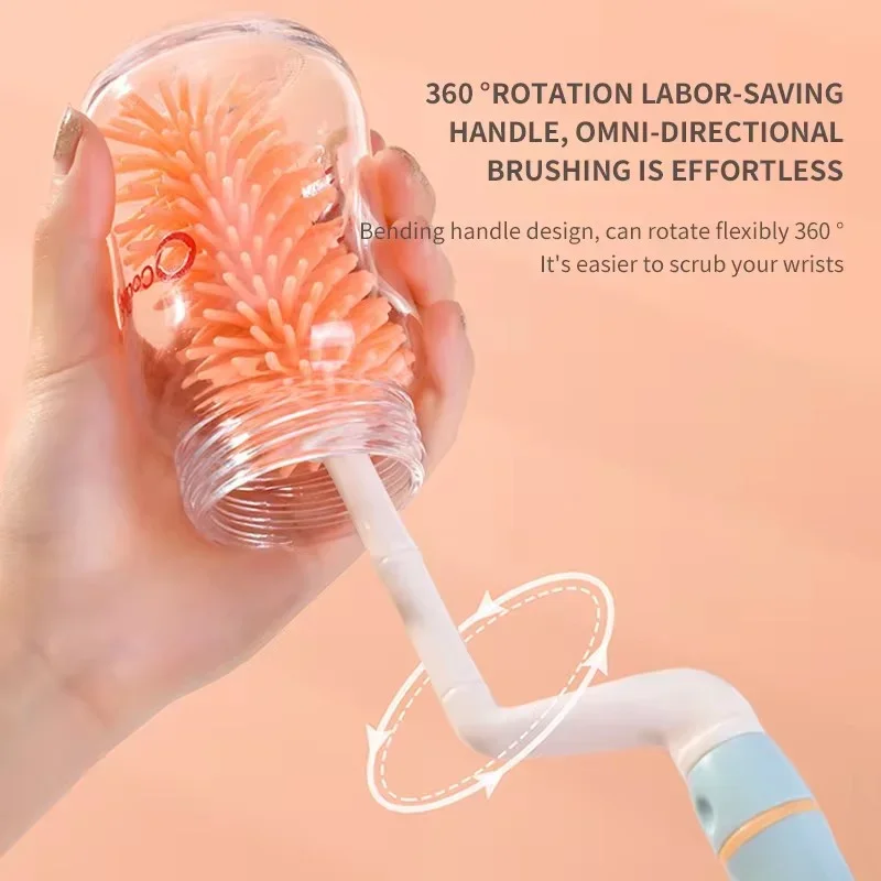 4Pcs Silicone Baby Bottle Brush Long Handle Cleaning Set 360 Degree Rotating Cleaner Nipple Brush Set Feeding Bottles Cleaner image 5