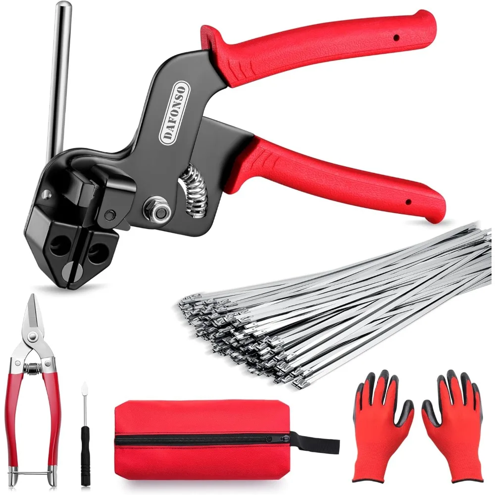

Patio Swings Heavy Duty 304 Stainless Steel Cable Tie Gun Kit with Metal Zip Ties for Fencing Chicken Coop Cable Bundling Repair