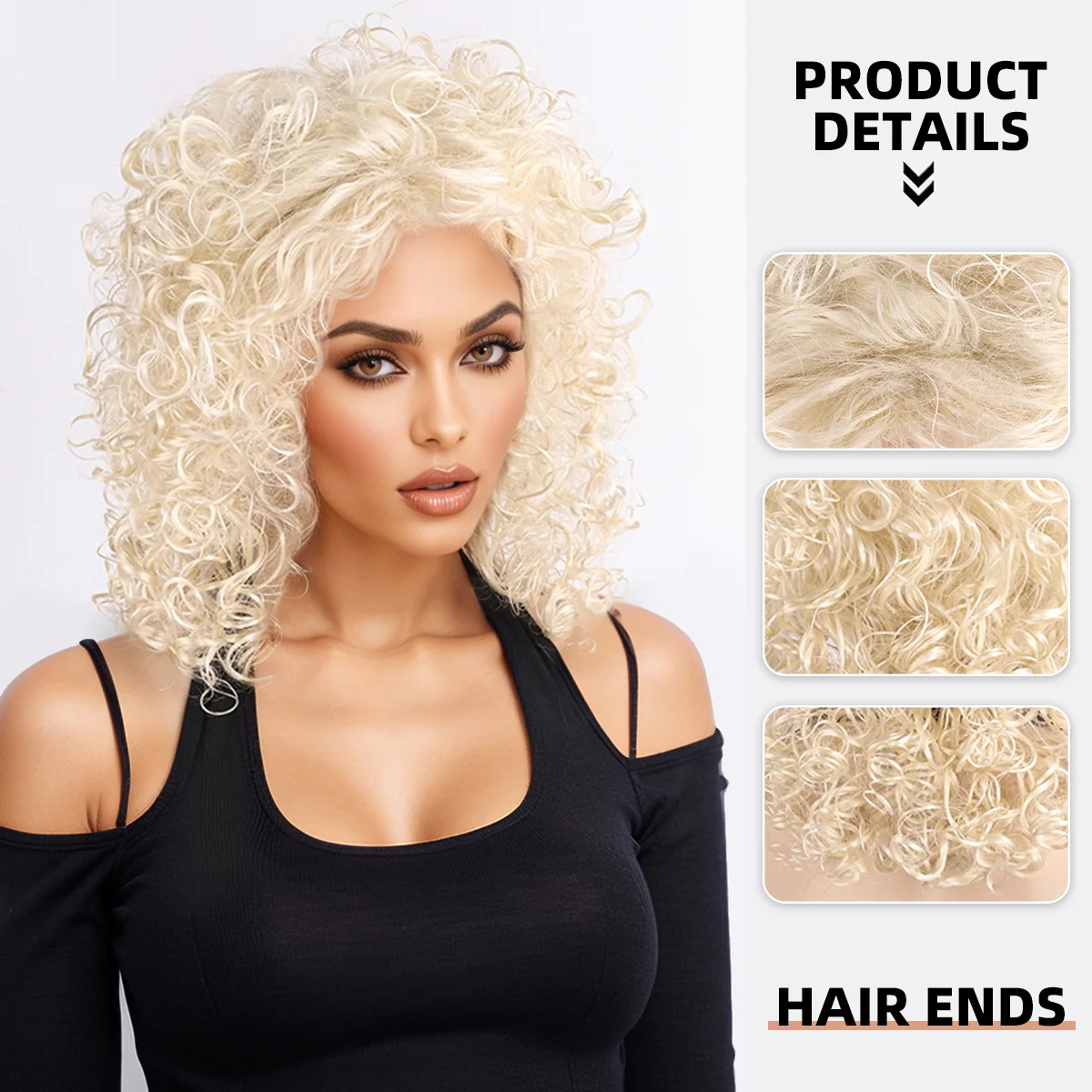 Synthetic Short Curly Wig for Women Fashion Afro Style High Temp Fiber Small Wave Full Cap Cosplay Party Daily Hairpiece