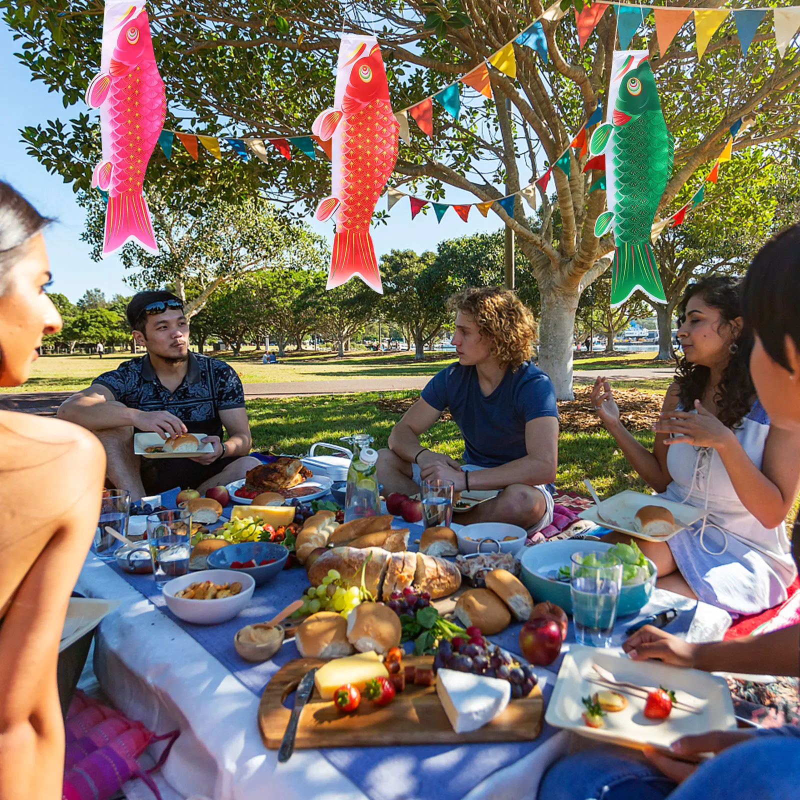 

6 Pcs Japanese Carp Flags 40cm Black Red Pink Green Blue Purple Outdoor Decoration Gifts Weather Resistant Home Ornaments Banner