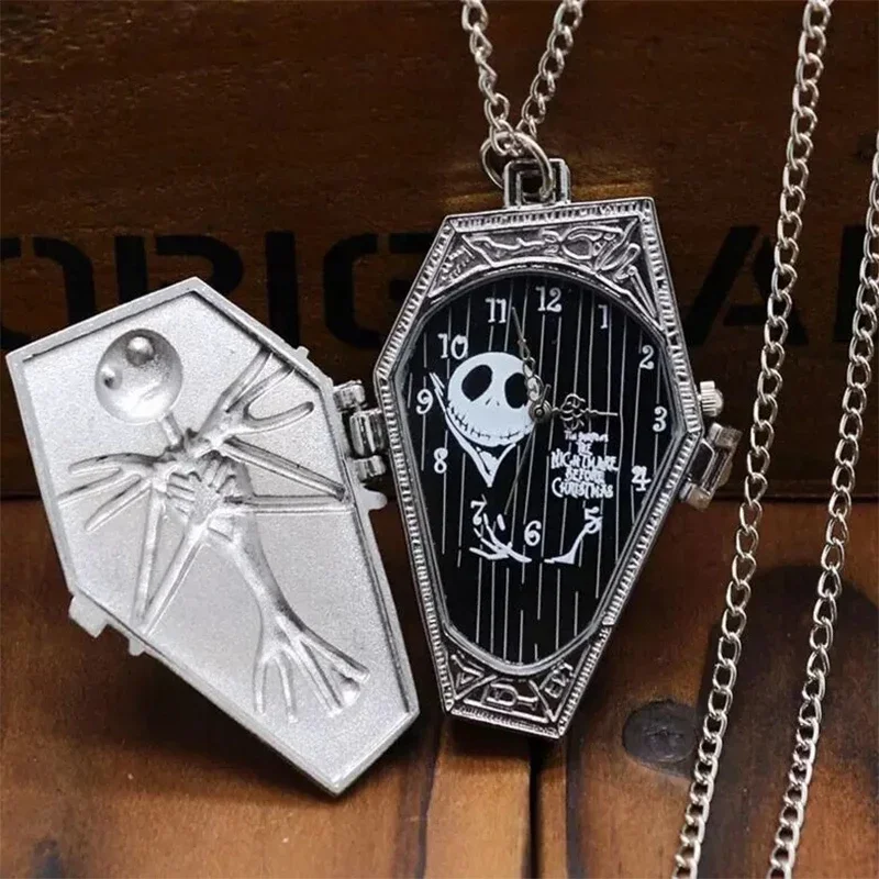 New Halloween Style Antique Vintage Quartz Pocket Watch Case Pendant Necklace Chain Exquisite Clock For Men Women Gifts