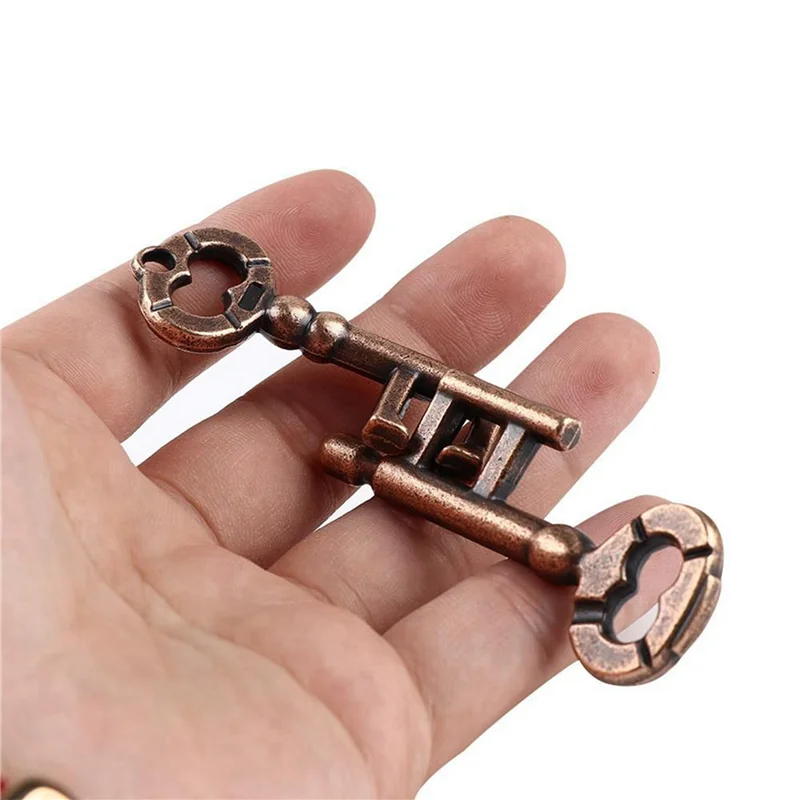 2X Classic Intelligent Lock  Brain Tester Development Alloy Key Ring Puzzle Game Kid IQ Thinking Test Key Puzzle -[A17I]