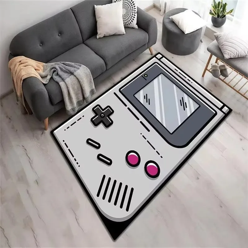 Cool Game Console Pattern Area Rug Soft Flannel Floor Mat Non Slip Washable Carpet for Bedroom Living Room Game Room Home Decor