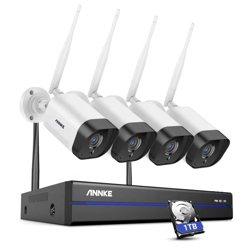 

ANNKE 2K 3MP Super HD 8CH Wireless NVR Security System with 1TB 4pcs WiFi IP CAMERs Built-in Mic Works with Alexa