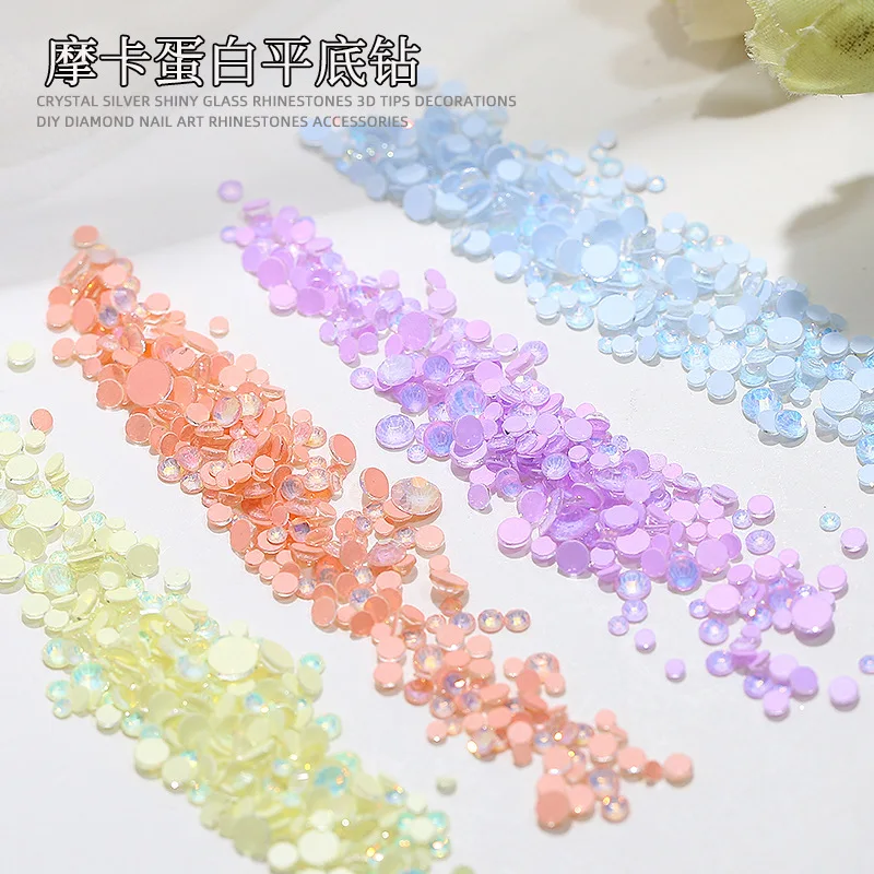 360PCS Mix 1.5-5MM Sparkle Mocha Protein Flatback Round Diamond Crystal Glass Nail Art Rhinestones Decorations Manicure Charms
