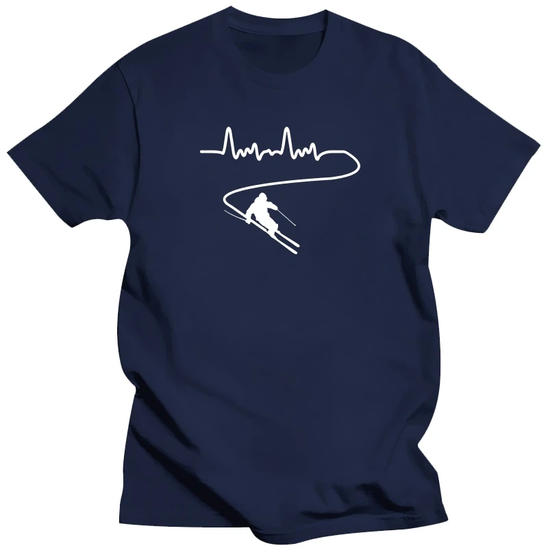 

Ski Skiing Heartbeat Snowboard Birthday Funny Unisex Graphic Fashion New Cotton Short Sleeve T Shirts O-Neck Harajuku T-shirt