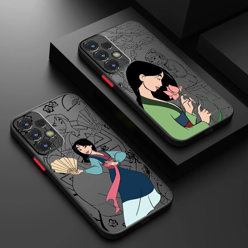 Disney Mulan Brave Beautiful Frosted Translucent For Samsung Galaxy S24 S23 S22 S21 S20 FE S10 S9 S8 Plus Ultra Pro 5G Cover