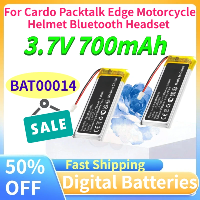 Upgrade 3.7V 700mAh Li‑Po Replacement Battery BAT00014 for Cardo Packtalk Edge Motorcycle Helmet Bluetooth Headset Compatible