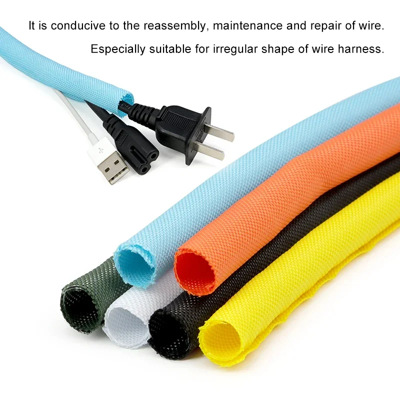 Self-Closed Sleeving 3 5 8 10 13 16 19 25 30 38mm Line Organizer PET Braided Insulated Wrap Split Sleeved DIY Cable Wire Protect