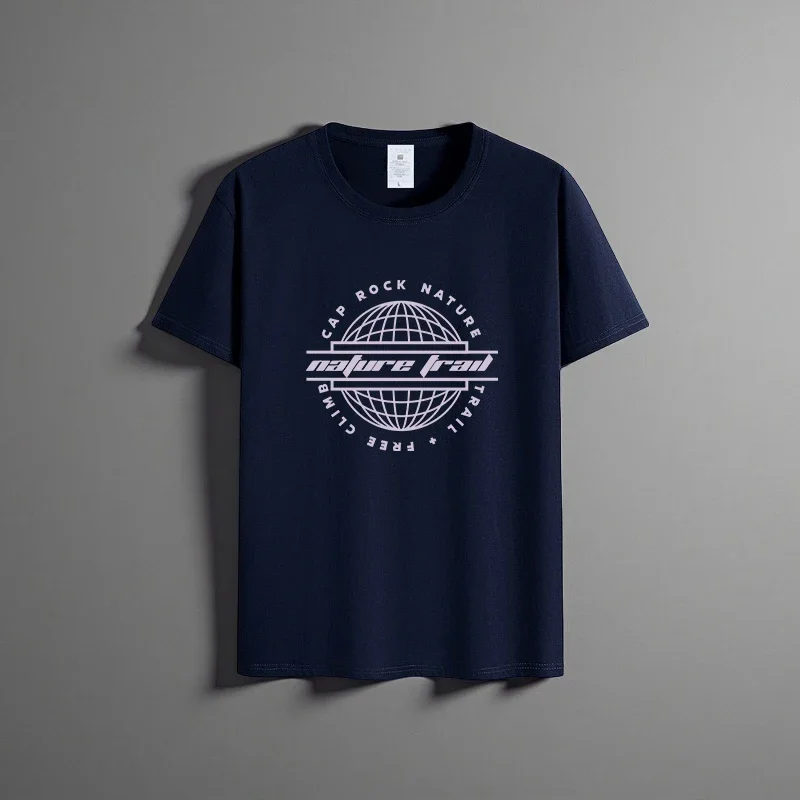 

Summer new unisex versatile pure cotton T-shirt fashionable casual round neck top breathable loose fit print short sleeved shirt