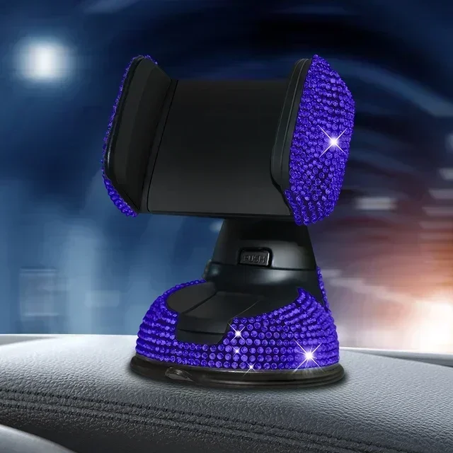 Rhinestone Crystal Auto Telefoonhouder Telefoonbevestiging Roze Flexibele Tafelstandaard Bling Autoaccessoires Interieur voor Vrouwen