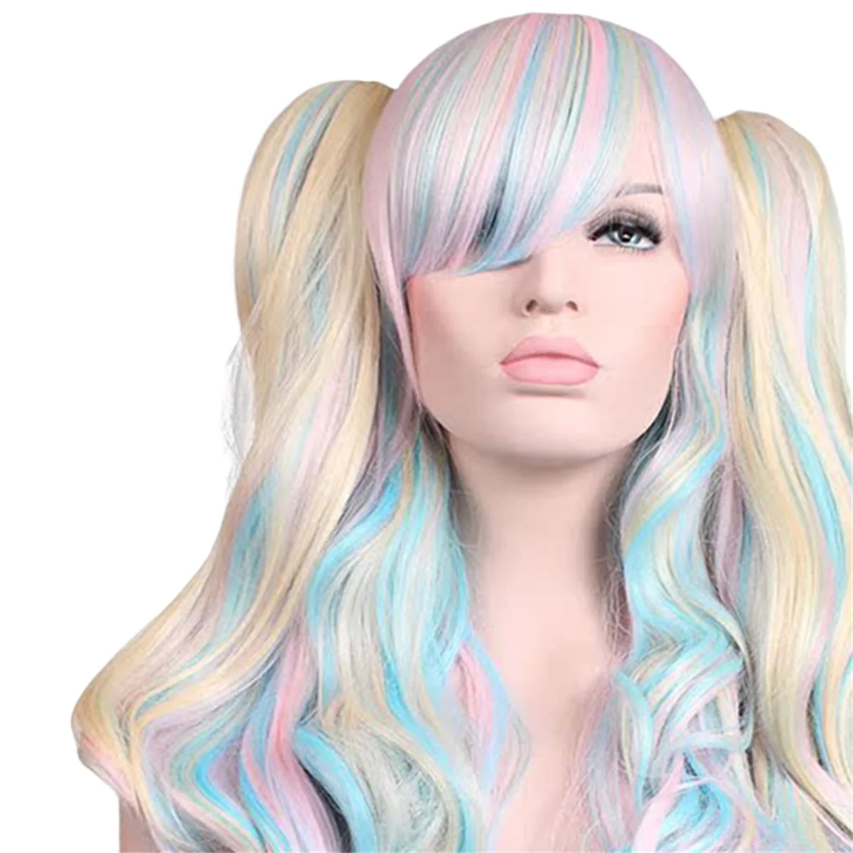 Cosplay Wig Anime LOLI Department Wig Colorful Double Clamp Elegant Fashion High End Easy to Wear Wig