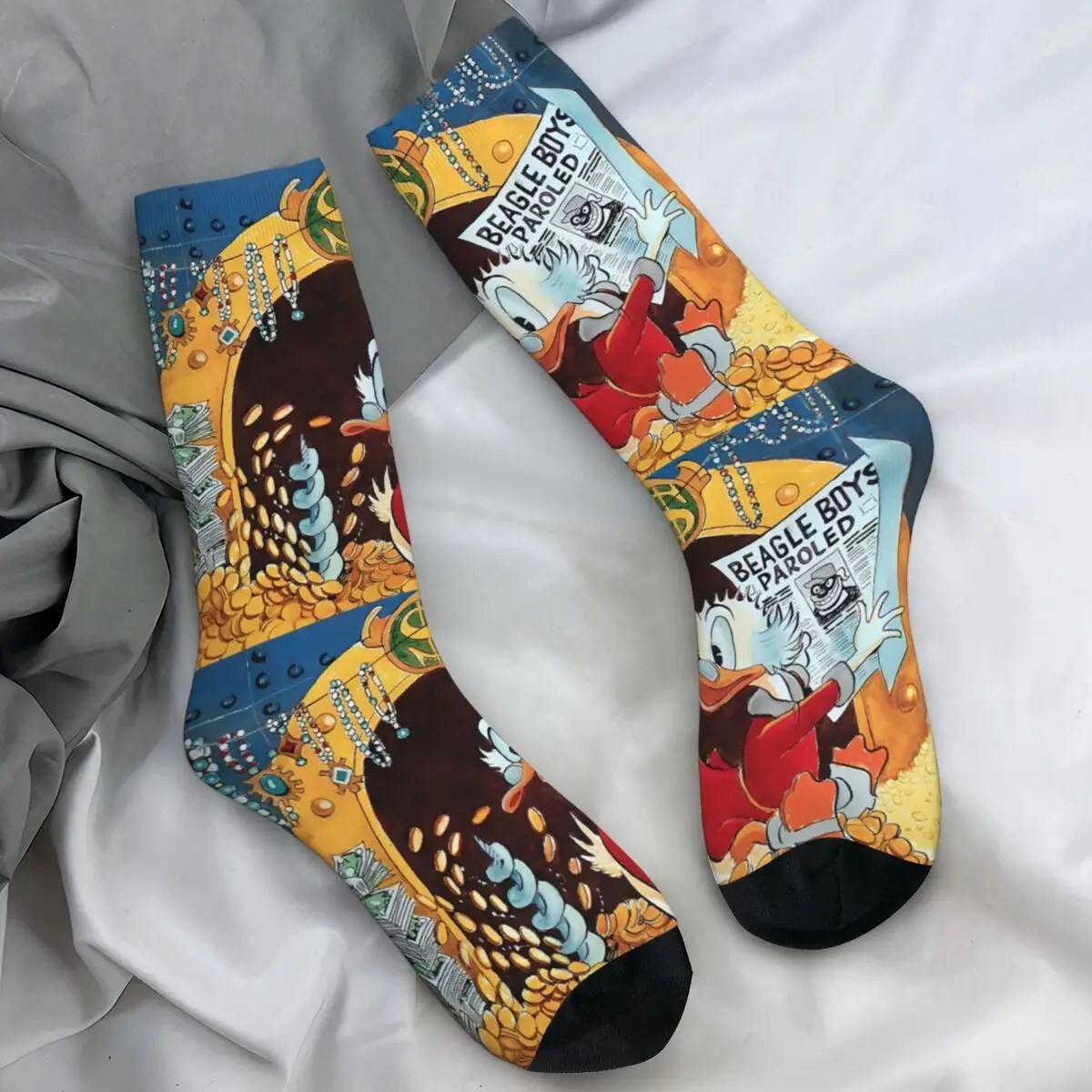 

Unisex Socks Scrooge McDuck Uncle Money Cartoon Donald Duck Gold Coin Stockings Winter Funny Socks Cycling Anti-Slip Socks