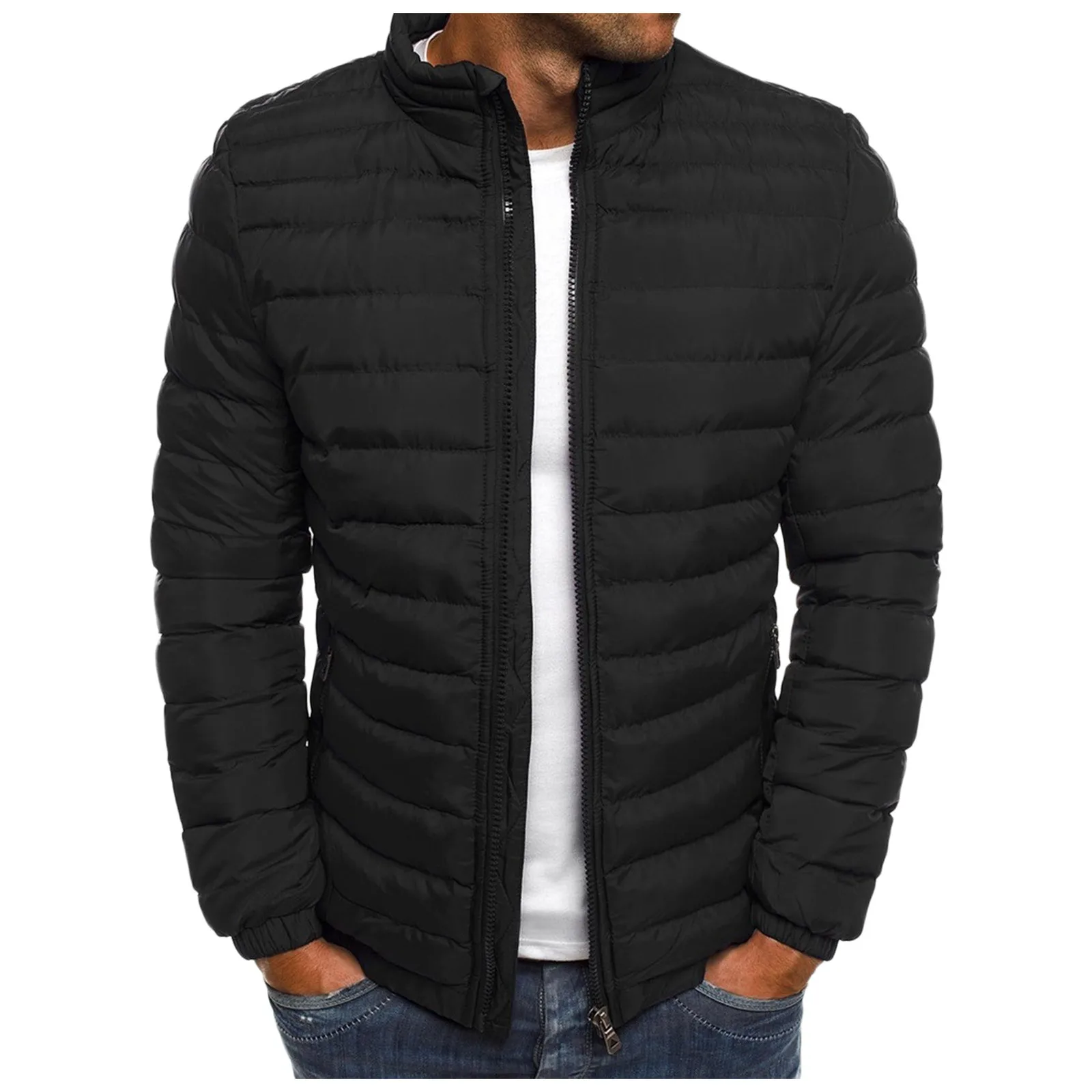 2024 Men\'s Winter Warm Padded Clothing New Fashion Simple Jacket Men\'s Stand Collar Warm Parka Street Fashion Casual Outerwear