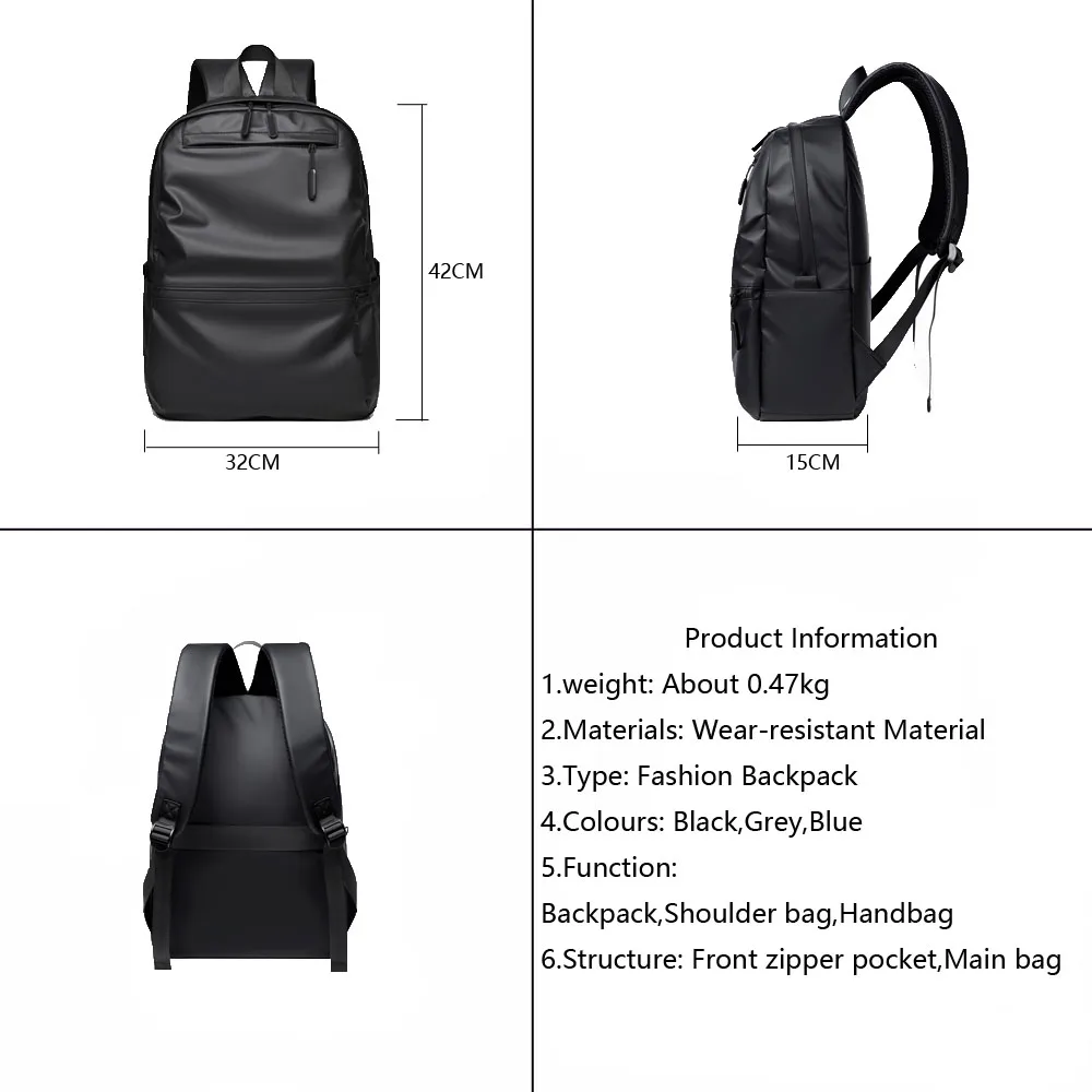 Men's Large Capacity Fashion Backpack Waterproof Wear-Resistant Multi-Layer Partition Travel Business Laptop Bag Lightweight
