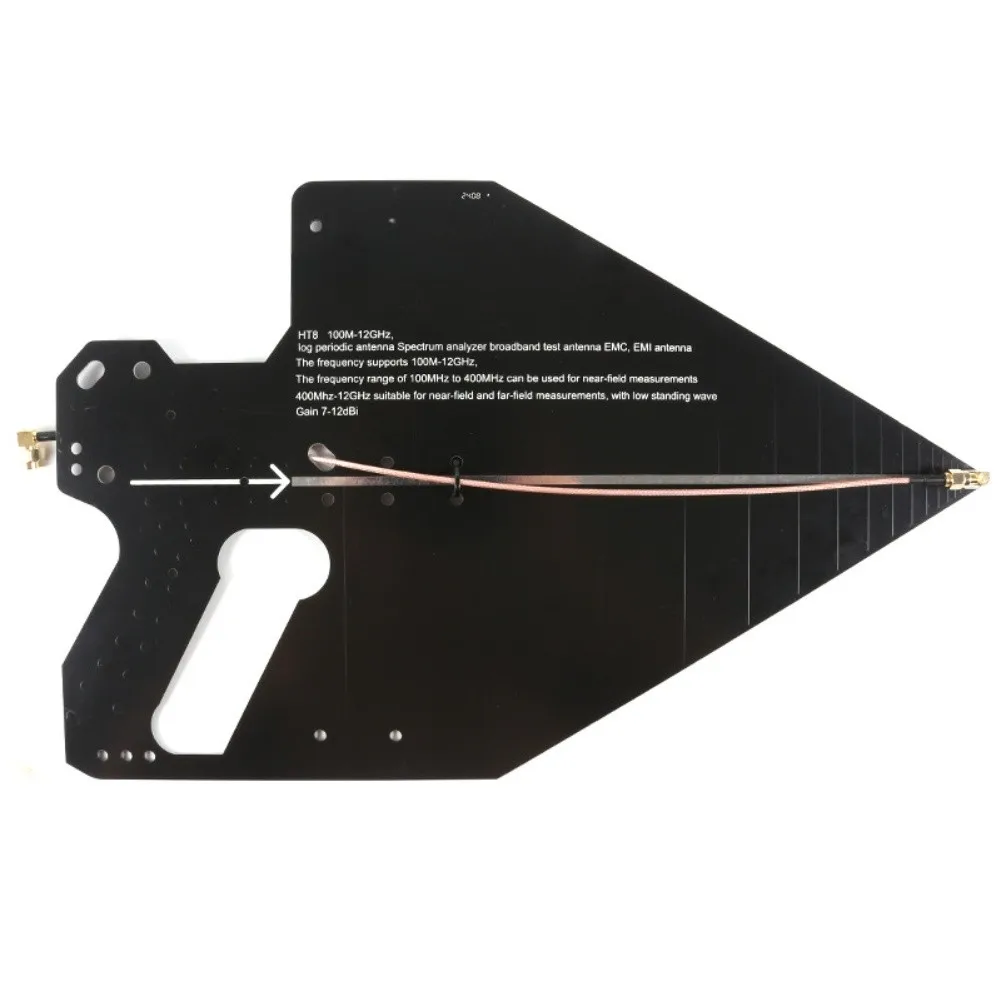 HT8 Handheld UHF Log Periodic PCB Antenna 100MHz To 12GHz Passive Directional High Gain For Spectrum Management EMC Testing