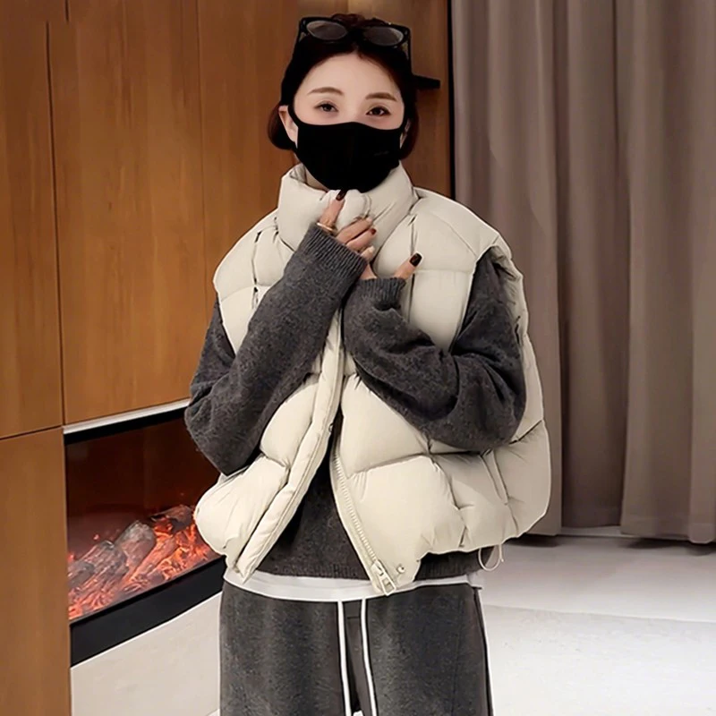 

Fashionable Short Cotton Jacket Vest Women's plus Size Warmth Collar Winter New Arrival Outerwear Simple Style No Brand