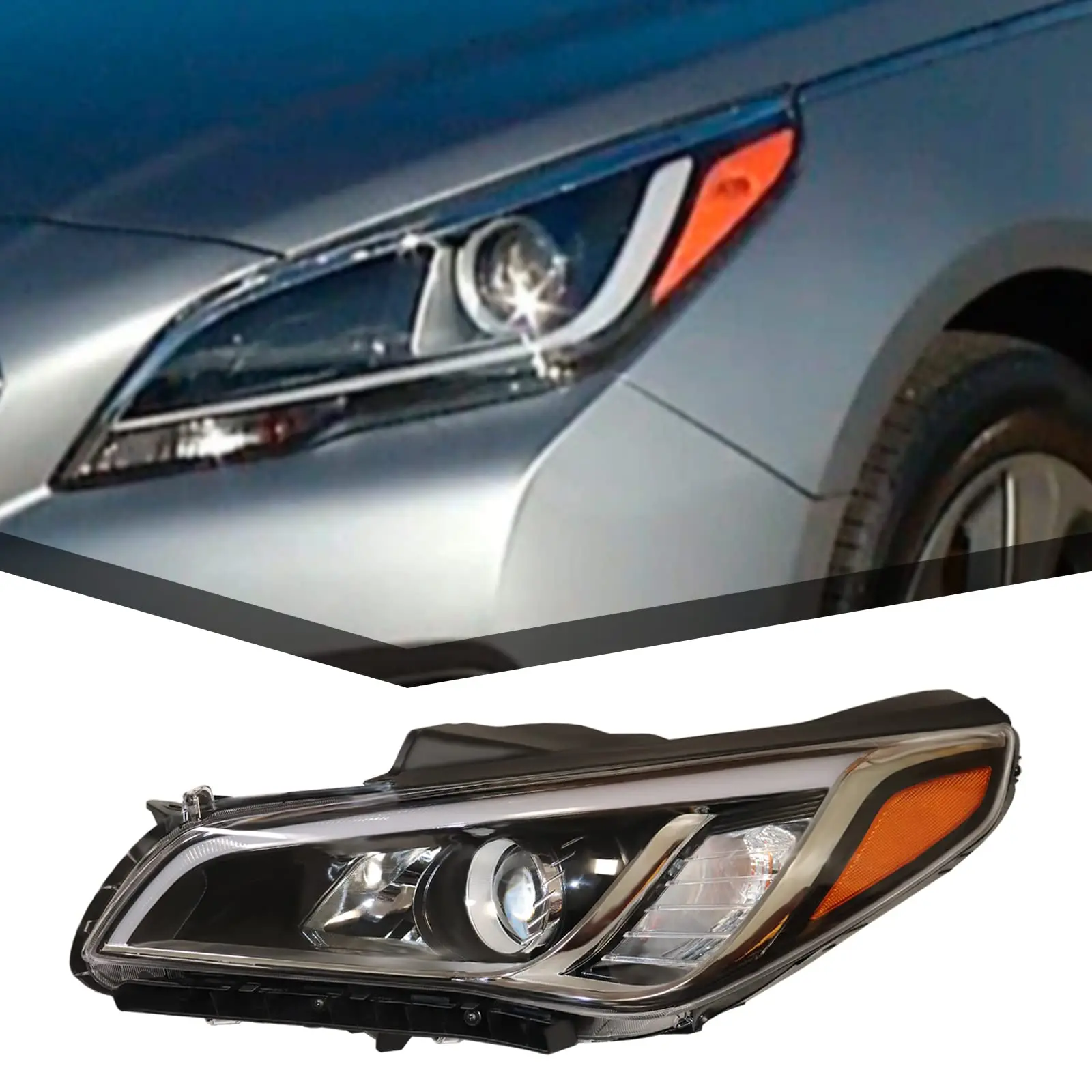 

Для Hyundai Sonata 2015-2017 годов, галогенные фары в сборе без светодиода Drl, черный корпус со стороны водителя, заменяет 92101