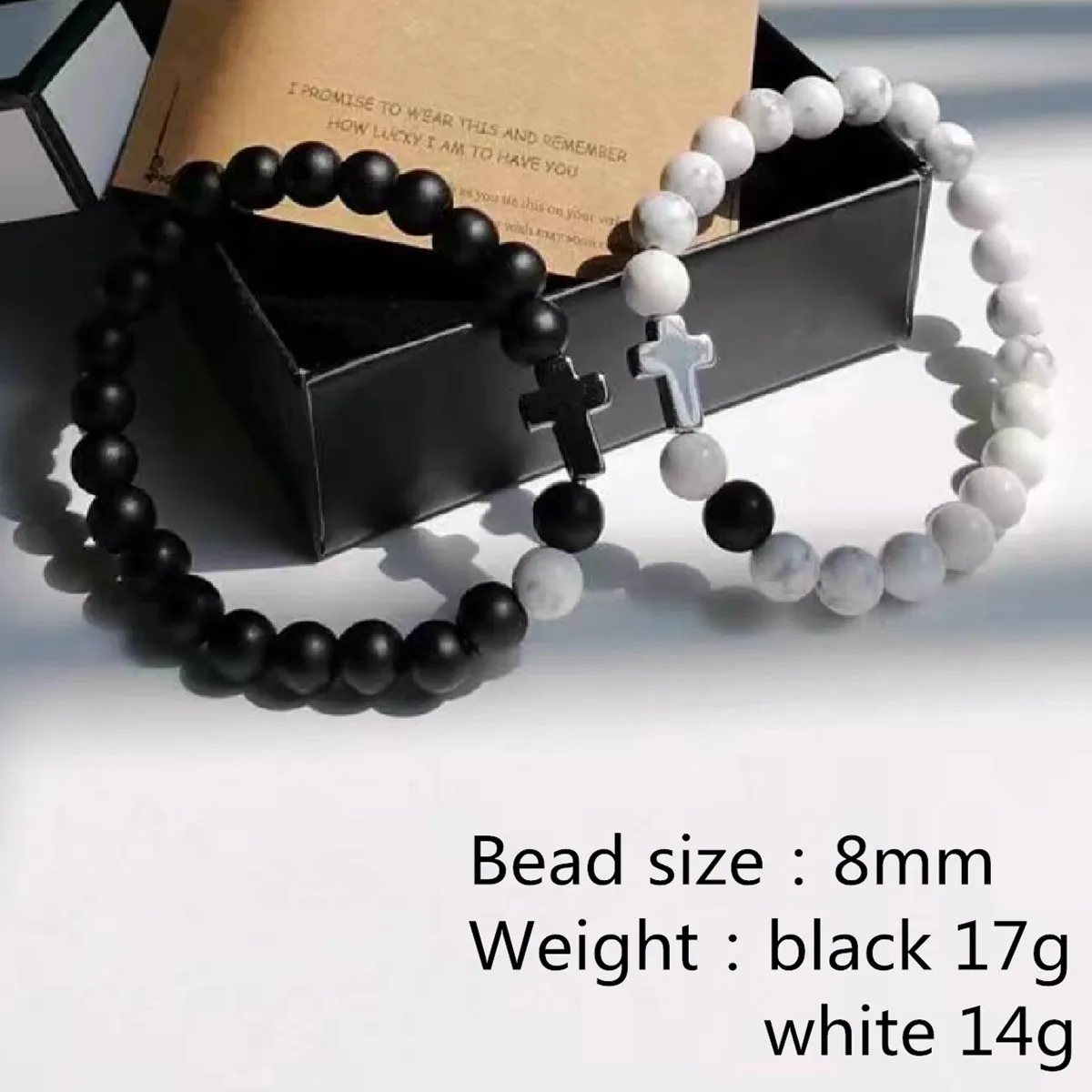 Black White Classic Punk Wholesale Crosss Beaded New Arrival 2 Pcs/set  Women Friendship Bracelets Men Bracelets Male Jewelry