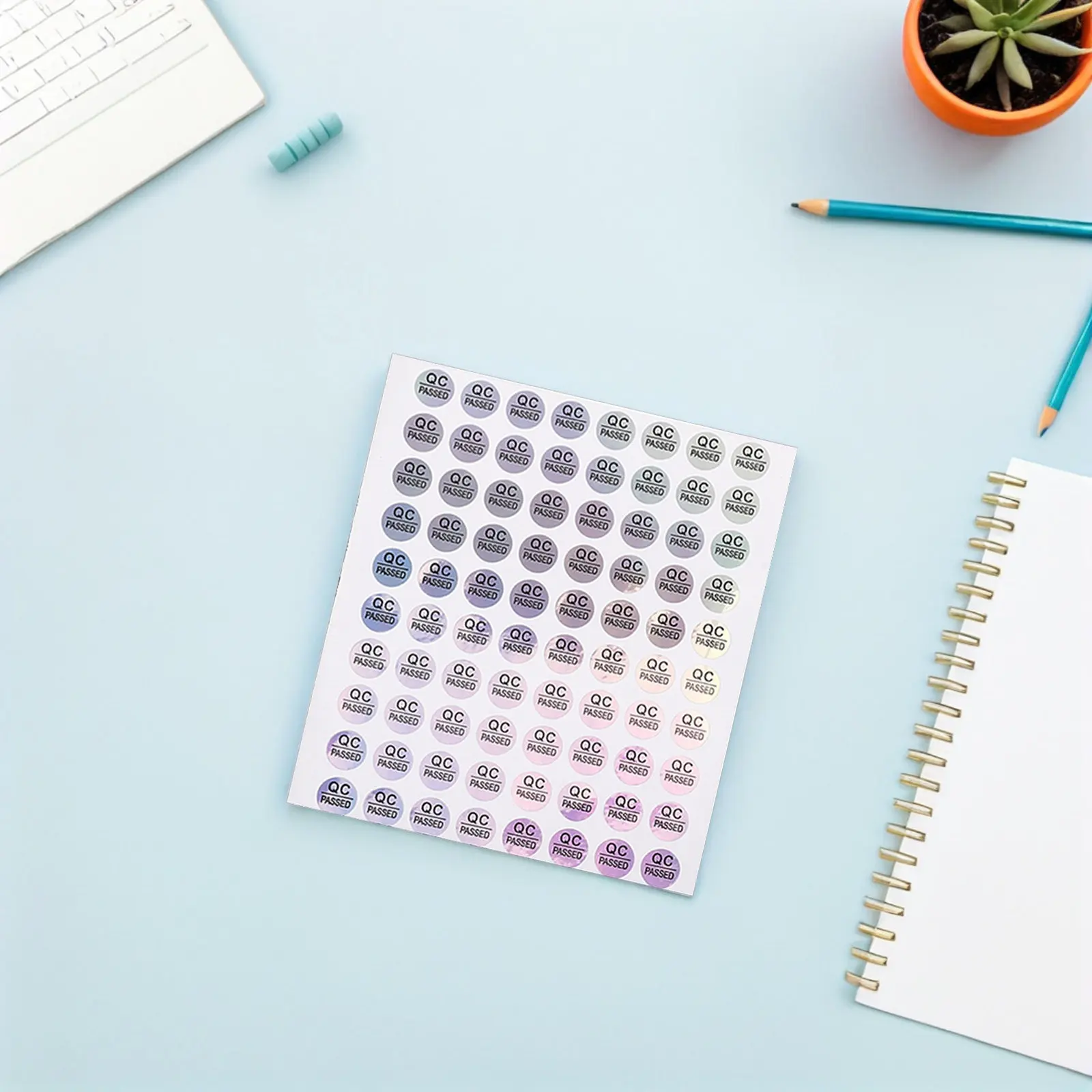 

1600 шт. этикеток для контроля качества, самоклеящиеся ПВХ-наклейки, яркие цвета, для склада, этикетки QC Passed, для инвентаризации