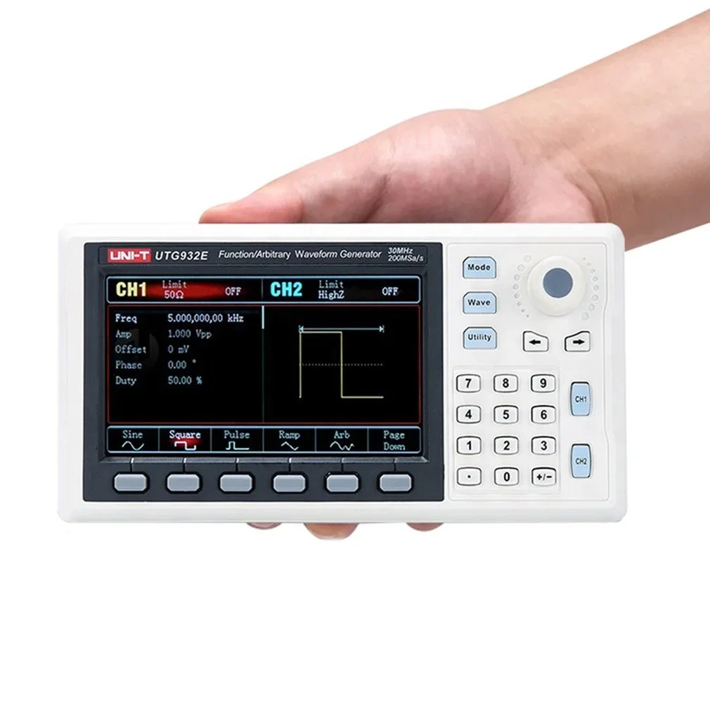 

UNI-T UTG932E Function/Arbitrary Waveform Generator Dual Channel 200MS/s 14bits Frequency Meter 30Mhz 60Mhz