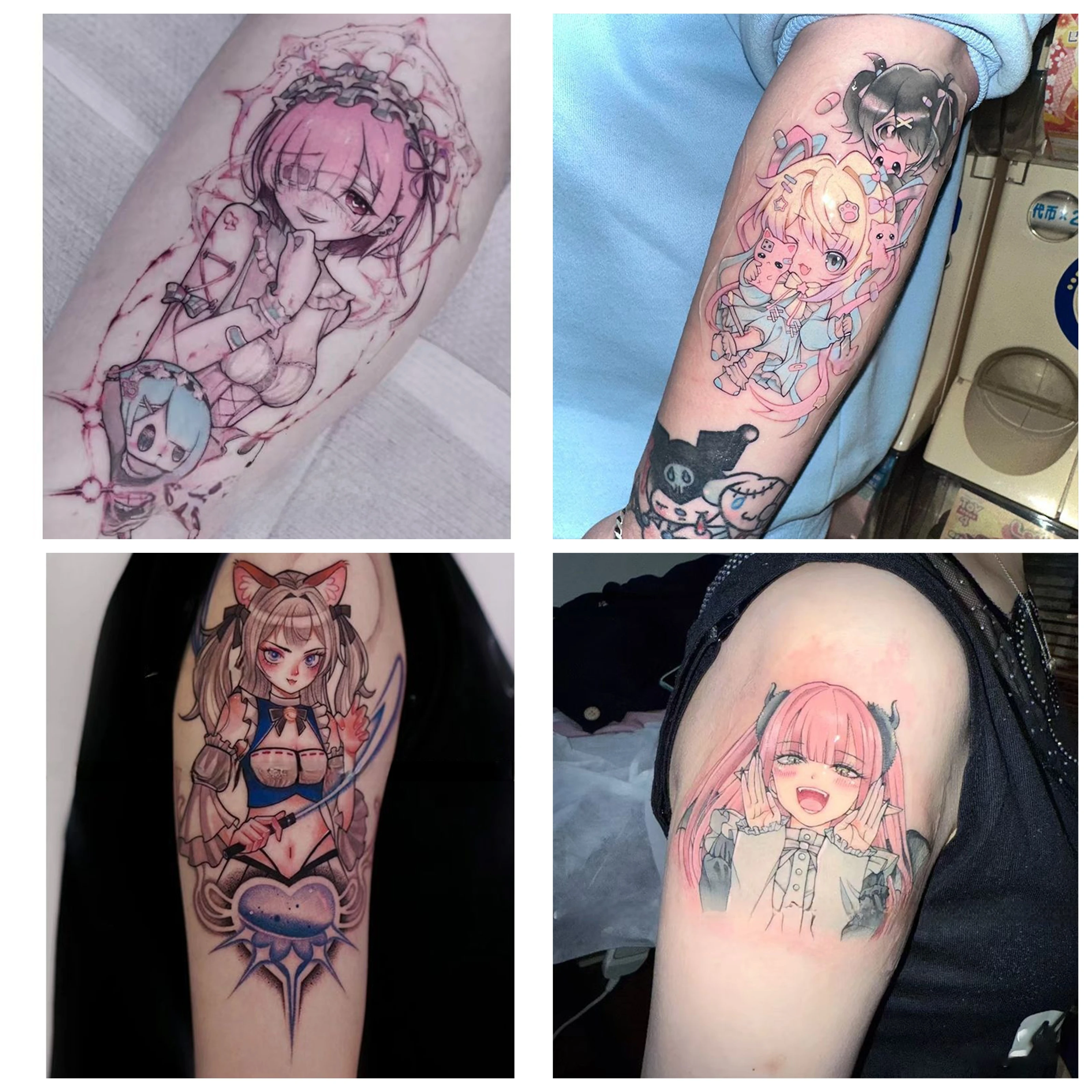 

29 Styles Anime Pink Girl Temporary Tattoos Cartoon Demon Tattoo Body Art Waterproof Lasting Fake Tattoo Stickers for Women