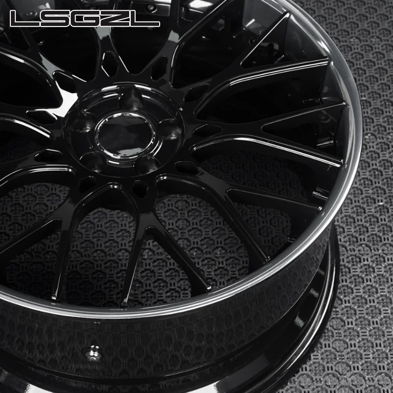 2 Piece Forged Polished Lip Gloss Black Face19 20 Inch 5X112 5X120 5X120.65 for BMW G87 M2 M3  M5 Corvette Z06 C7C8 Audi Rs6 R8