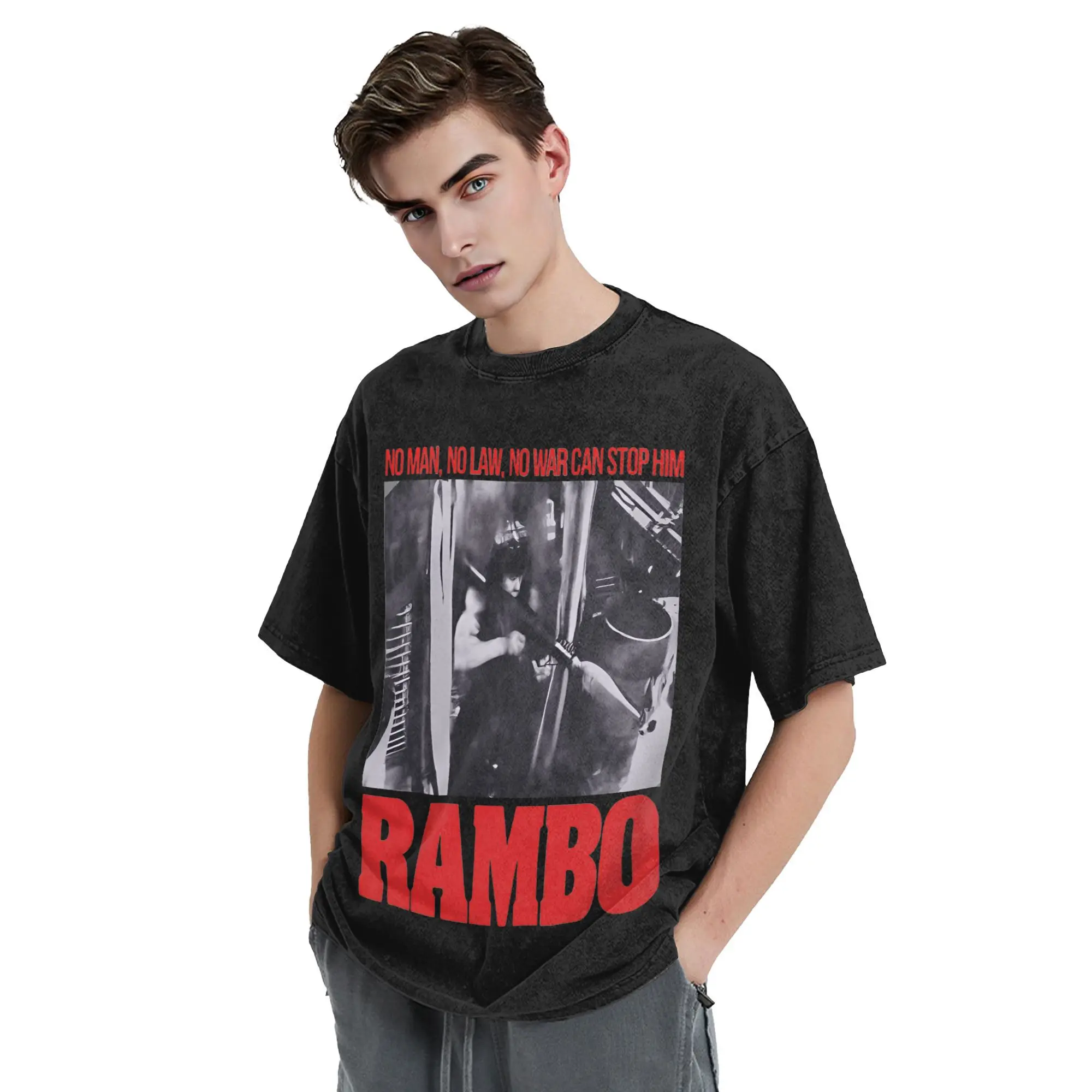 Men Rambo Stallone T-Shirts  Top Tees Summer Classic Short-Sleeve T-Shirt Crew Neck Harajuku Custom DIY Tee Shirt Cheap