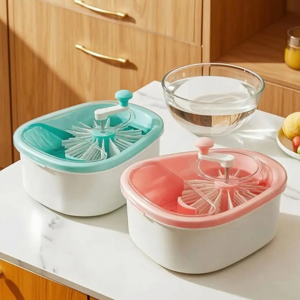 Portable Kitchen Accessory Fruit Cleaner Spinner with Rotating Vortex Produce Rinse Bowl Drain Basket Vegetable for Berries