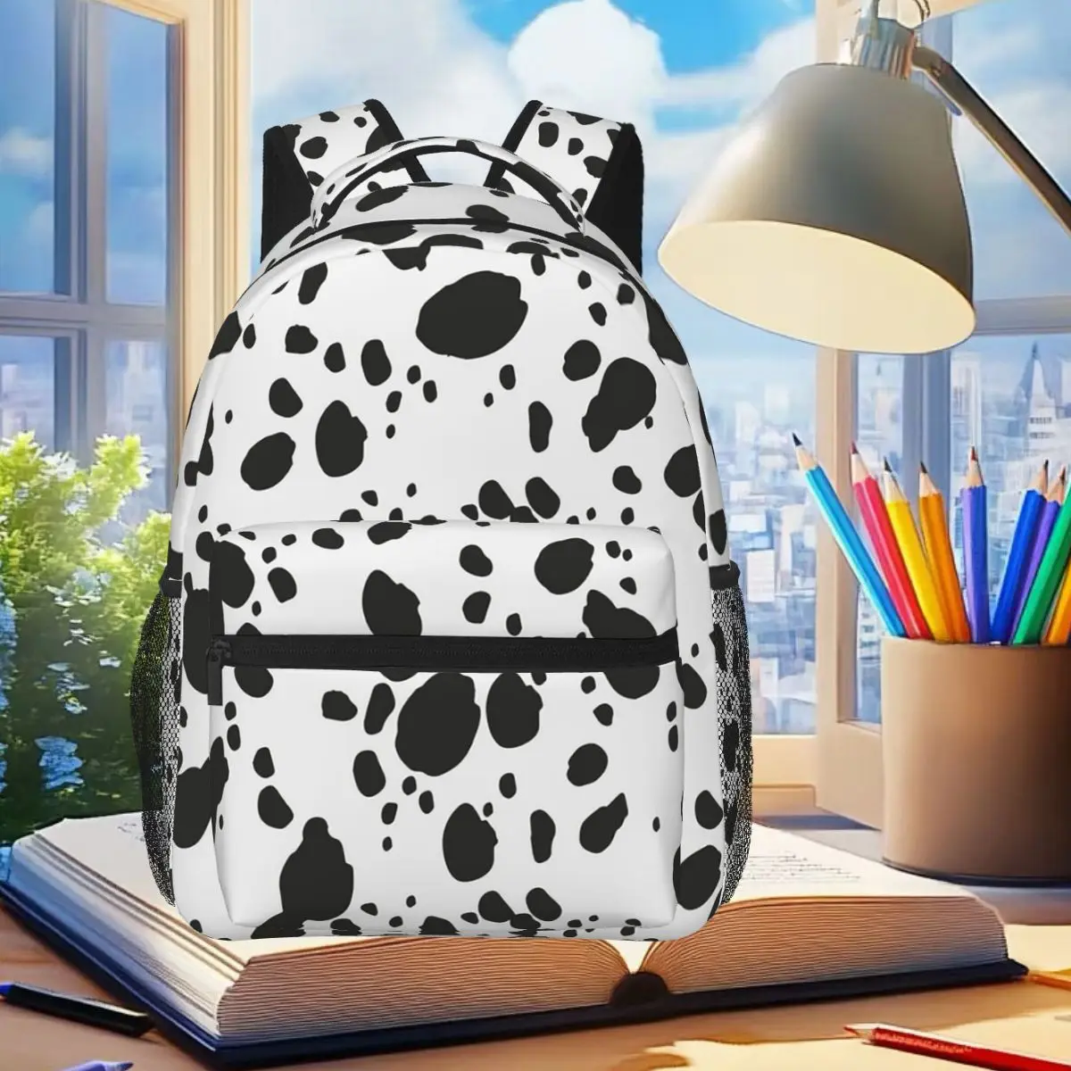 Mochila con estampado de perro dálmata y Animal blanco y negro, mochila para estudiantes, bolso escolar para niños, bolsos de hombro para ordenador