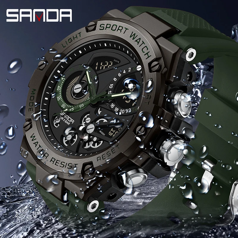 SANDA G Style LED Digital Men\'s Watch Military Outdoor Sports Waterproof Watches Dual Display Quartz Clock Relogio Masculino