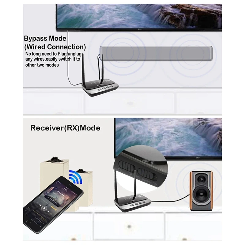 オーディオ送信機と受信機,Bluetooth BNVN-NFC,aptx ll,HDワイヤレスアダプター,spdif,aux,5.0mm,pc,tv,ペア,ヘッドフォン2個,80m,3.5