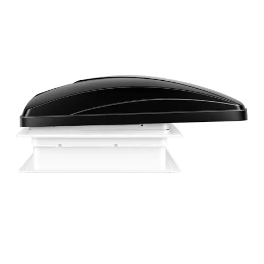 RV roof vent fan for ventilation, smoked polycarbonate, black, 6-speed reversible 12V with built-in rain shield, 14 x 14 view 3