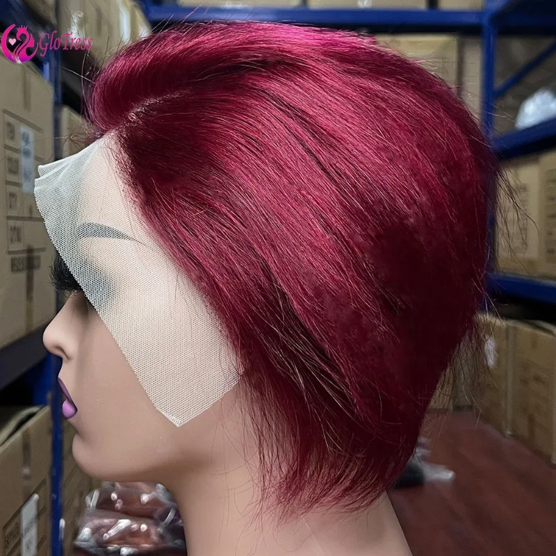 

High Quality 12A 13x4 Lace Frontal Wig Brazilian Virgin Remy Human Hair 8 Inch Ear To Ear Pixie Cut Short Straight Wig for Women