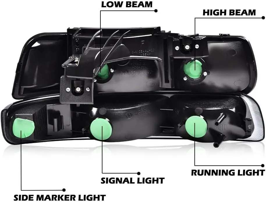 مجموعة المصابيح الأمامية المتوافقة مع تشيفي سيلفرادو 1500 2500 & HD 3500 1999-2002/Fit Chevy Suburban 1500 2500 Tahoe 2000-2006 B