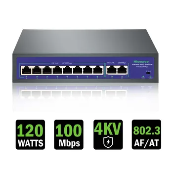 4 6 8 9 Port 10/100Mbps Ethernet Fast Switch High Power 120W POE Switch IEEE 802.3af/at wi