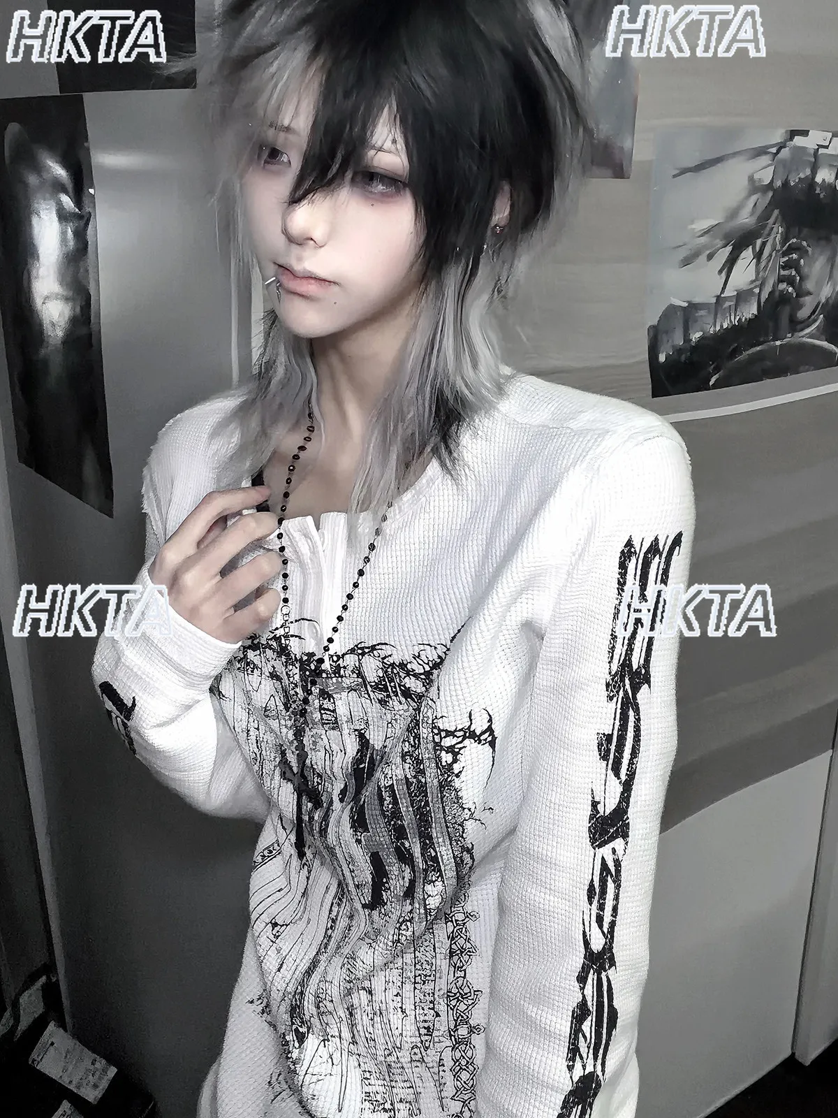 Subculture Goth Punk Y2k Alphabet Printed Cotton Slim Long Sleeve T Shirt Autumn Sweet Cool Personality White Tshirt Top Women