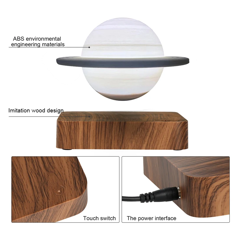 3D Printing Magnetic Levitation Night Light Saturn Lamp Floating Moon Lighting For Beedroom Children\'s Christmas Gift