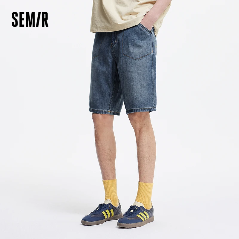 Semir Denim Shorts Men Vintage Washed 2025 Summer New Loose Fit Mid Length Cooling Shorts