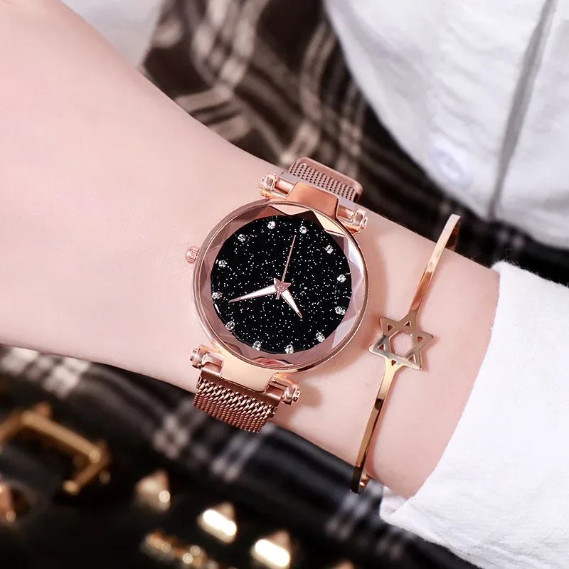 Women Watches Fashion Starry Sky 2024 New Popular Ladies Quartz Clock Luxury Magnetic Mesh Female Fashion Wristwatch