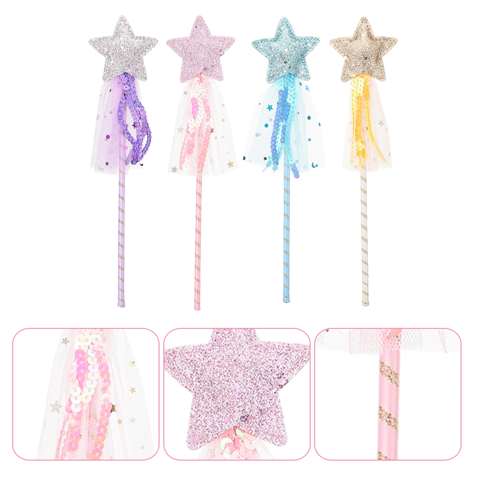 4 Pcs Fairy Wand Rave Babygirl Clothes for Kids Toys Children Performance Decorative Star Prop Flash