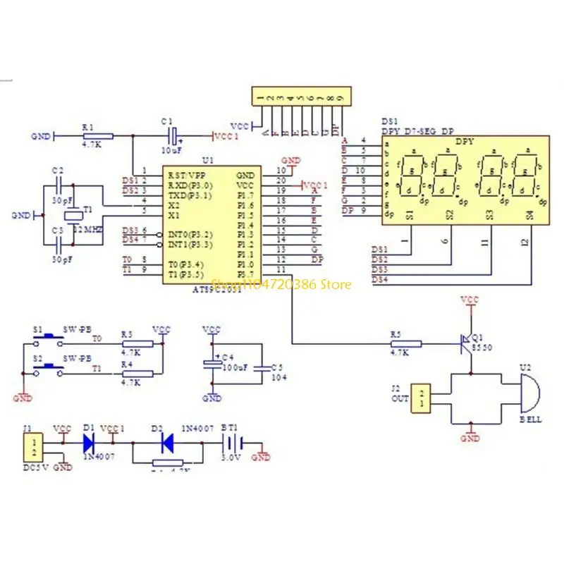 K0EA 4-bit Digital Clock Training Skill Suit Circuit Board for Electronics Assembly