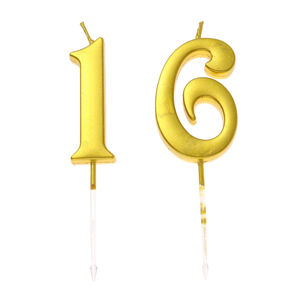 

16 Pcs Gold Number Birthday Party Candles Smokeless Wax Celebration Wedding Reunion Theme Cake Decoration Sixteen Numeral Home