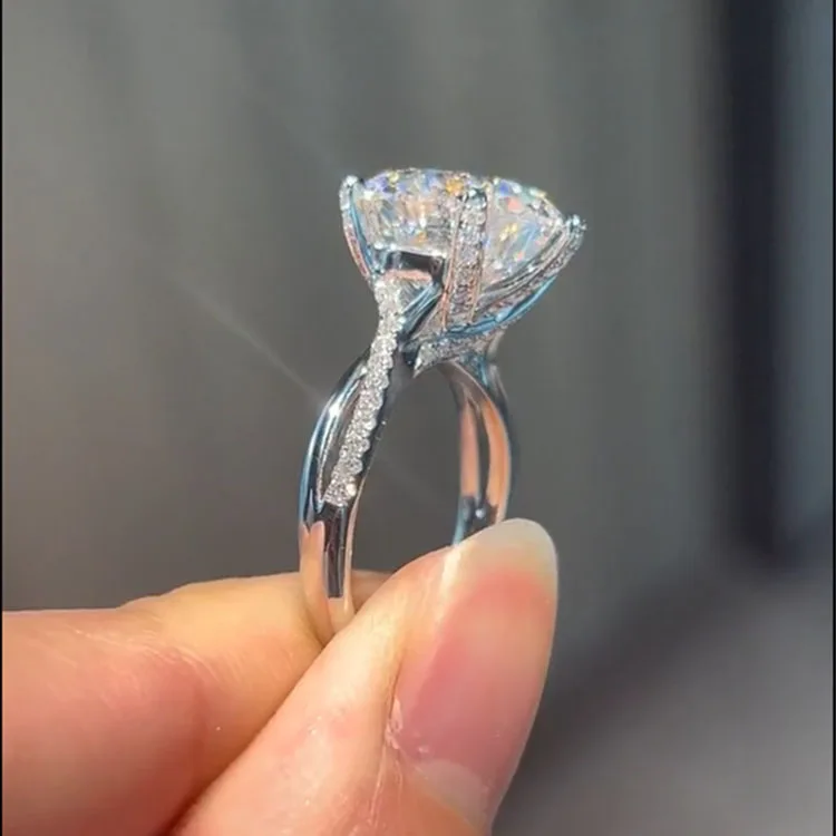 

Factory sell Luxury Au585 14K White Gold RingIGI Lab Growing Diamond Ring Round D Color 3Ct wedding ring