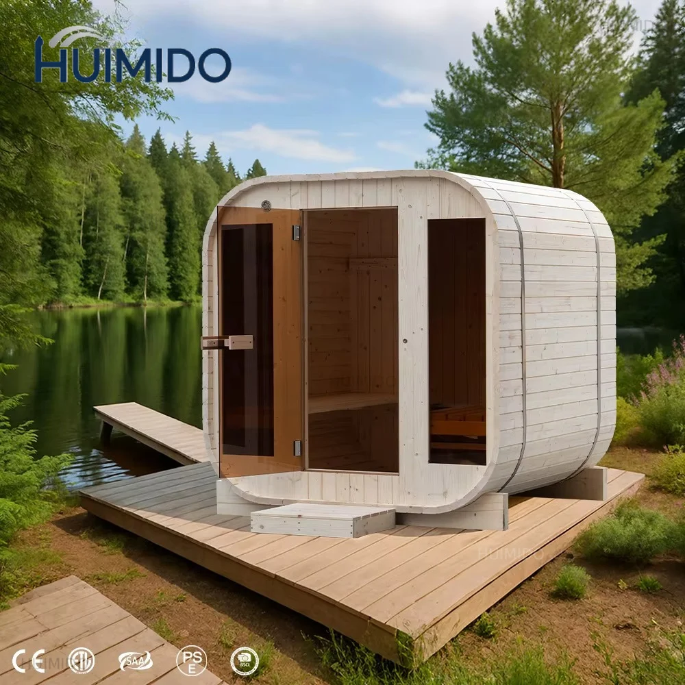 Pine square sauna for 2 people, outdoor cabin for treatment, factory direct wholesale