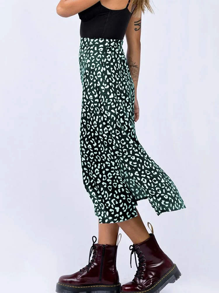 

New sexy leopard print casual and fashionable women's long skirt for spring and summer elegant half length skirt